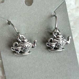 3/$15 Silver Dainty Teapot and Teacup Dangle Earrings